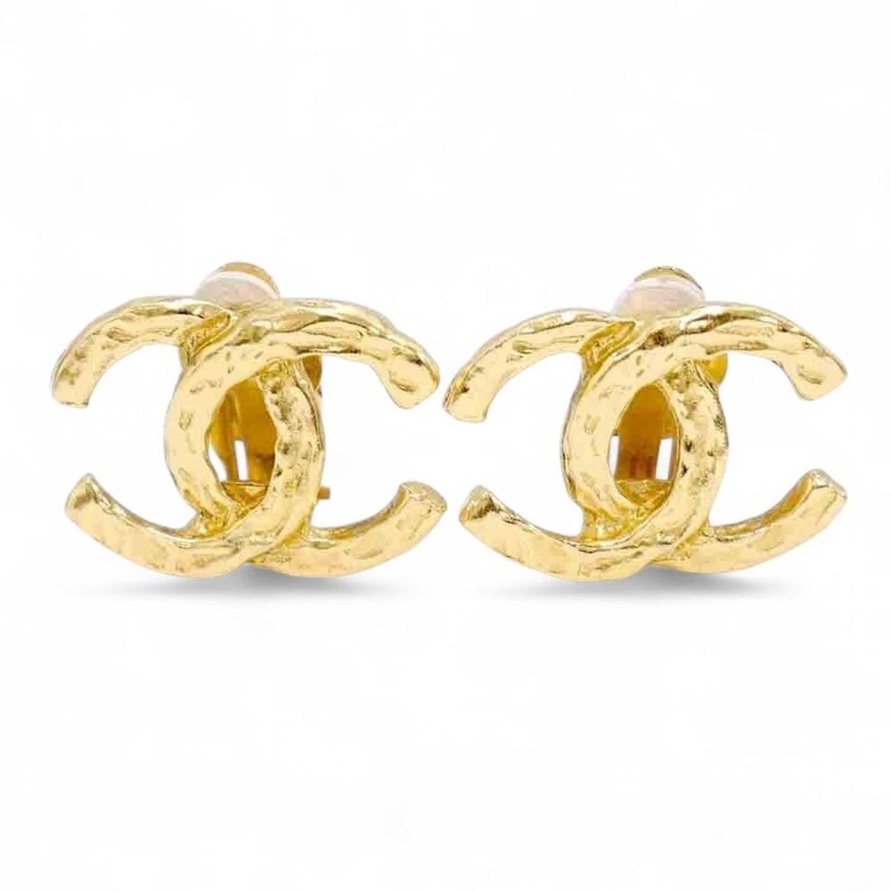 CHANEL Gold Iconic CC Stud Earrings
